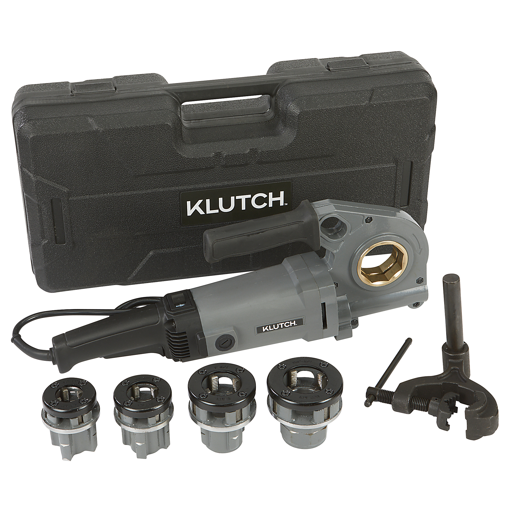 Klutch Electric Pipe Threader, Portable, 12 Amps, Includes 4 Dies